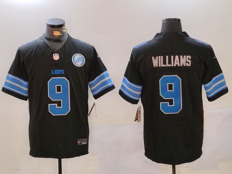 Men's Black Detroit Lions #9 Jameson Williams 2024 F.U.S.E. 2nd Alternate With Patch Vapor Limited Stitched Jersey
